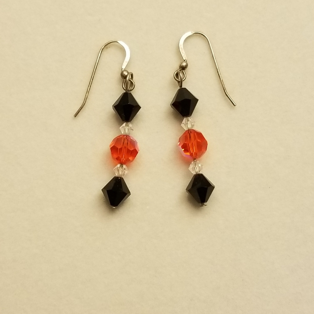 Black & Orange Bead Earrings